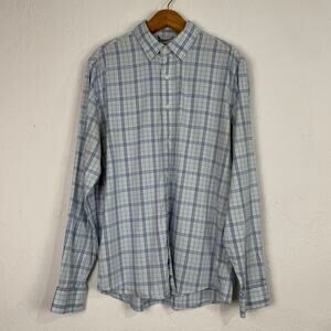 Faherty Movement Light Blue Plaid Button-Down Shirt, Large